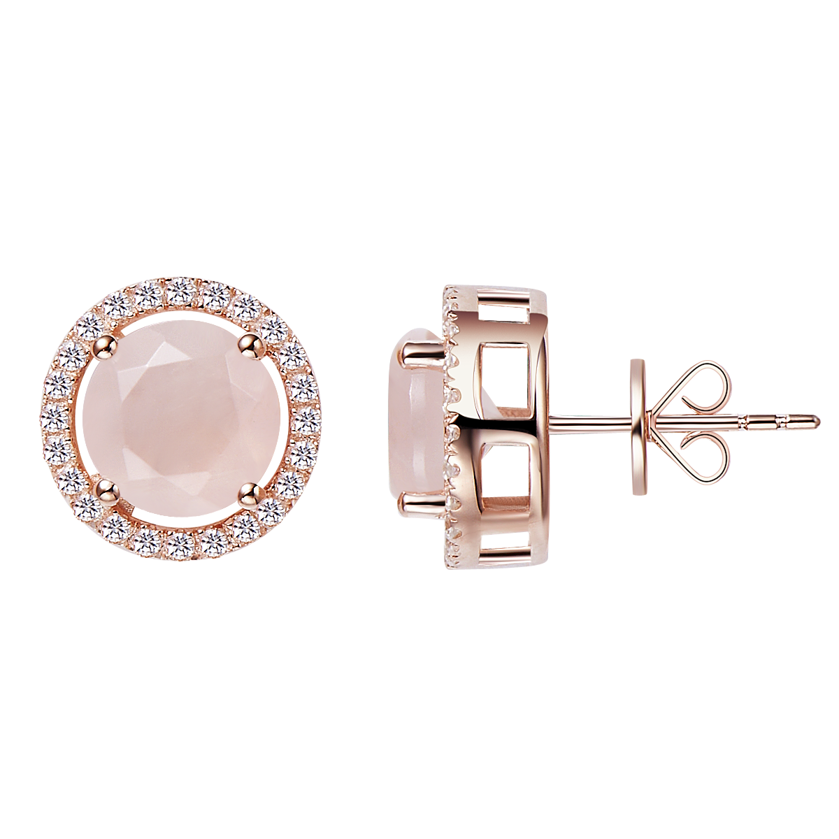 Royal Rose Gold Rose Quartz Earrings