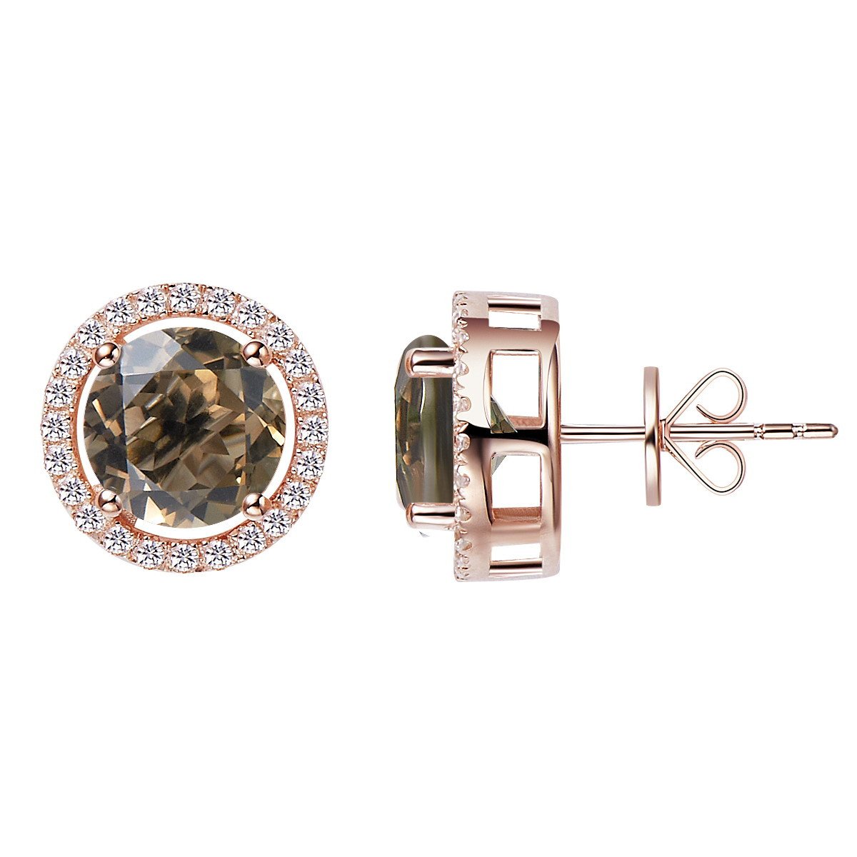 Royal Rose Gold Smoky Quartz Earrings