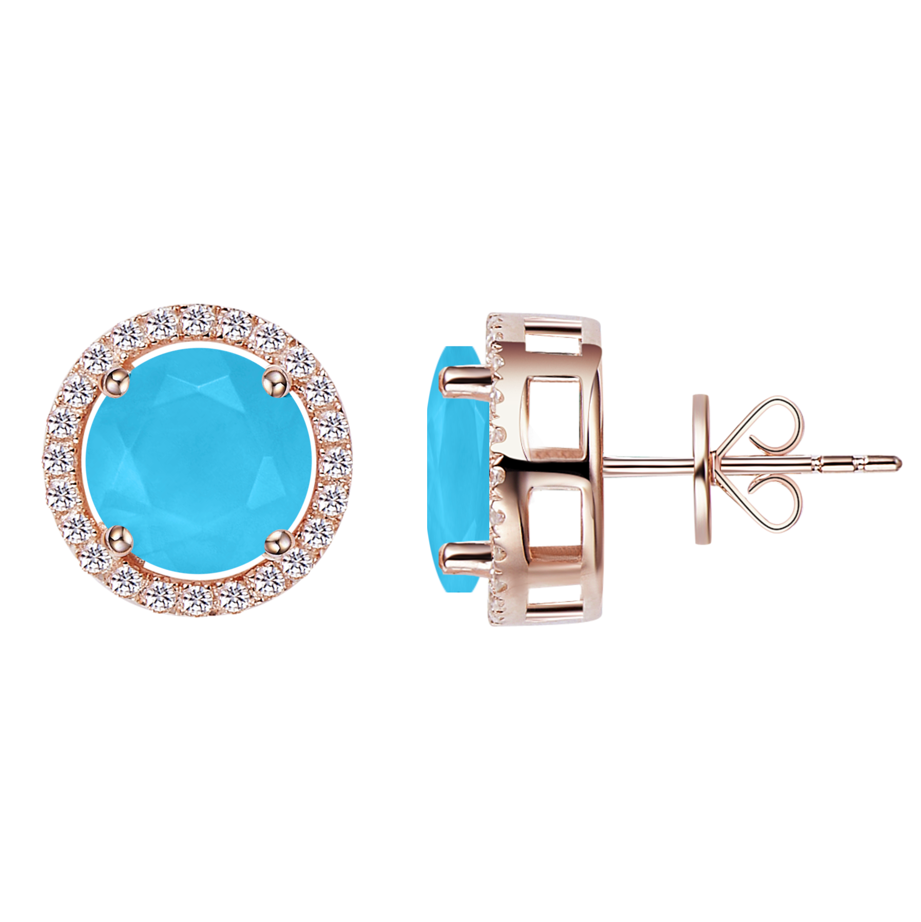 Royal Rose Gold Turquoise Earrings