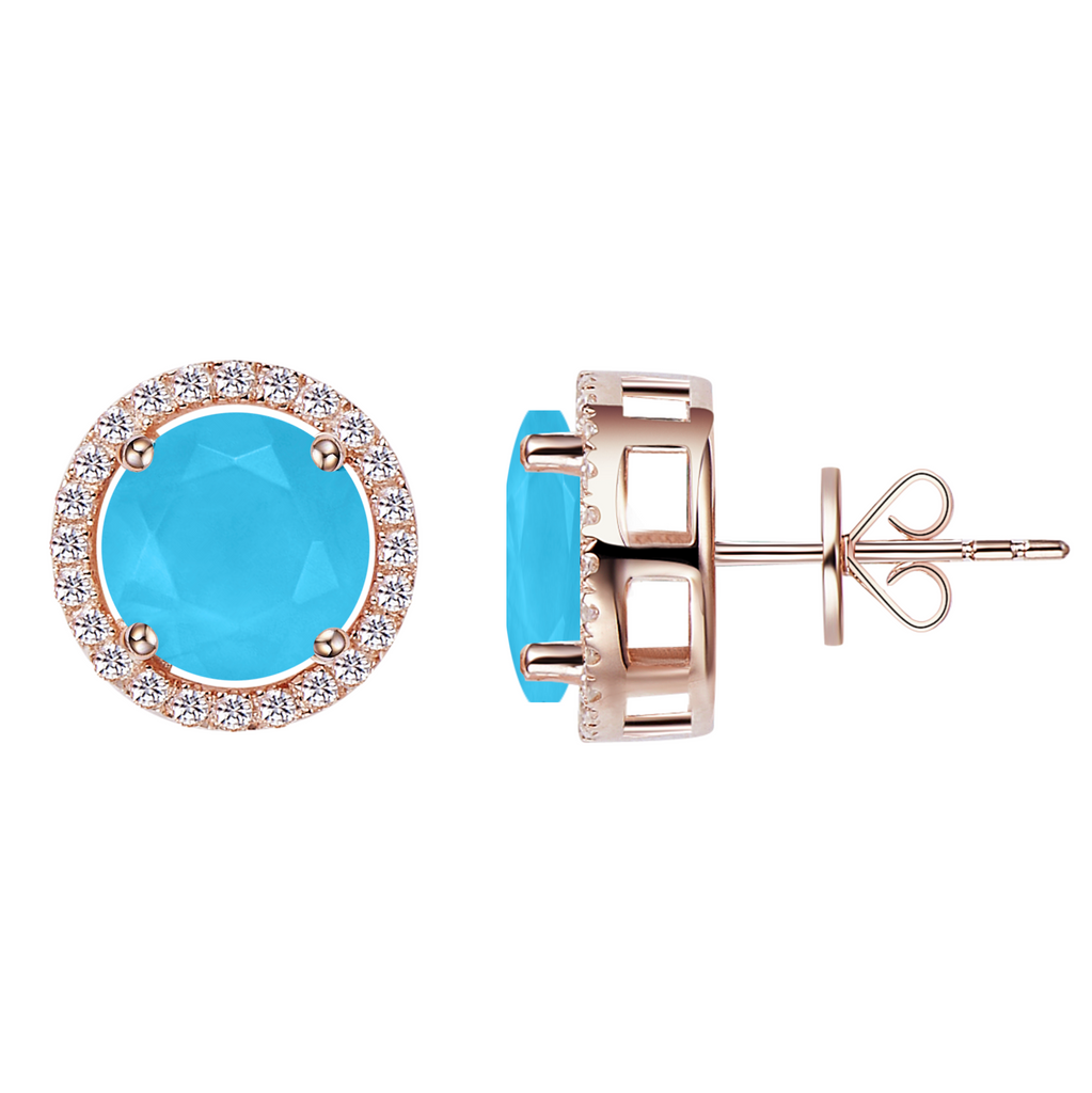 Rose gold turquoise earrings new arrivals