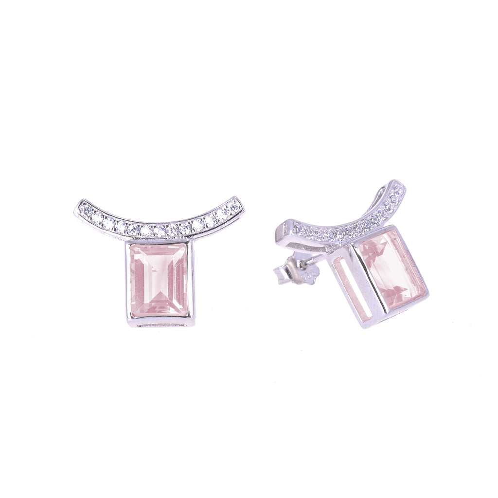 Sakura's Bridge Rose Quartz Earrings - H.AZEEM London