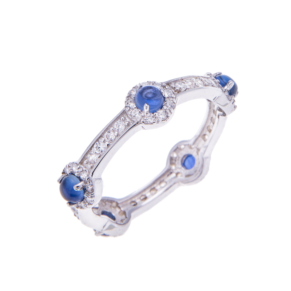 Sapphire Silver Stacking Stone Ring - H.AZEEM London