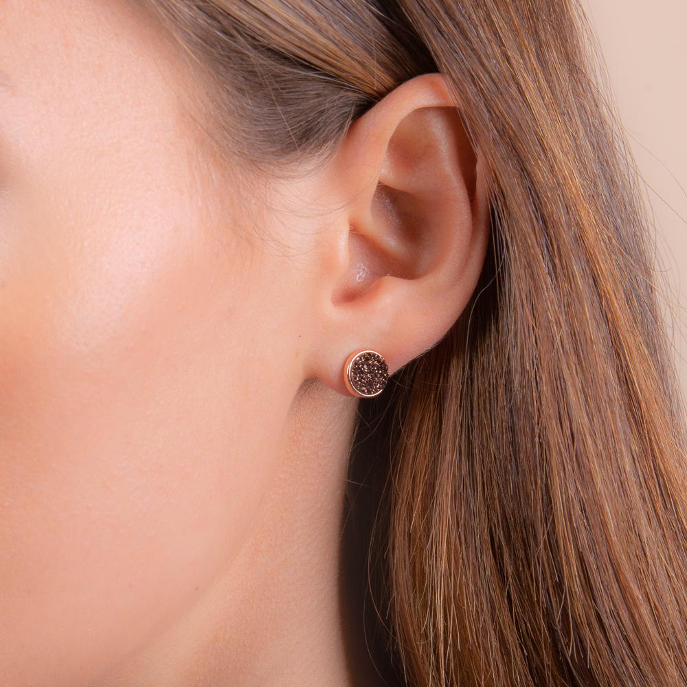 Elara's Coffee Rose Gold Studs - H.AZEEM London