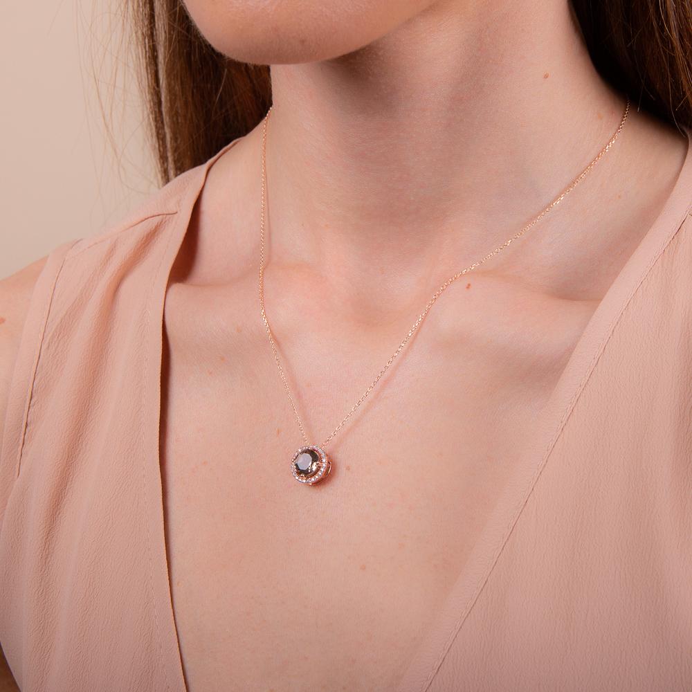 Royal Rose Gold Smoky Quartz Necklace - H.AZEEM London