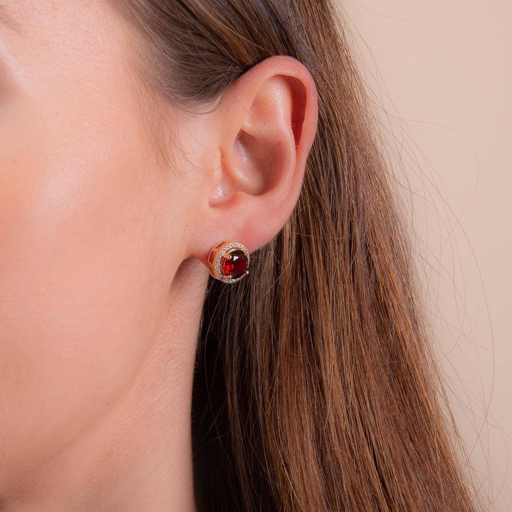 Royal Gold Garnet Earrings - H.AZEEM London