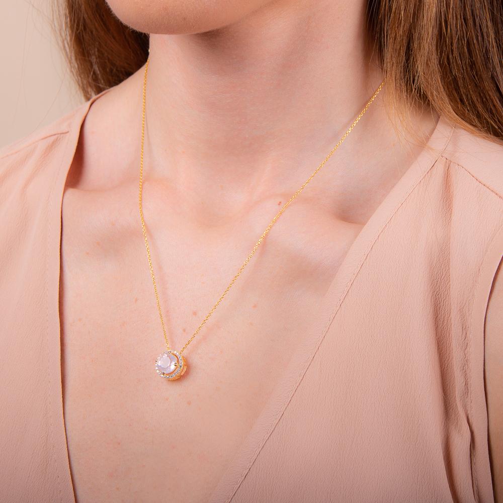 Royal Gold Rose Quartz Necklace - H.AZEEM London