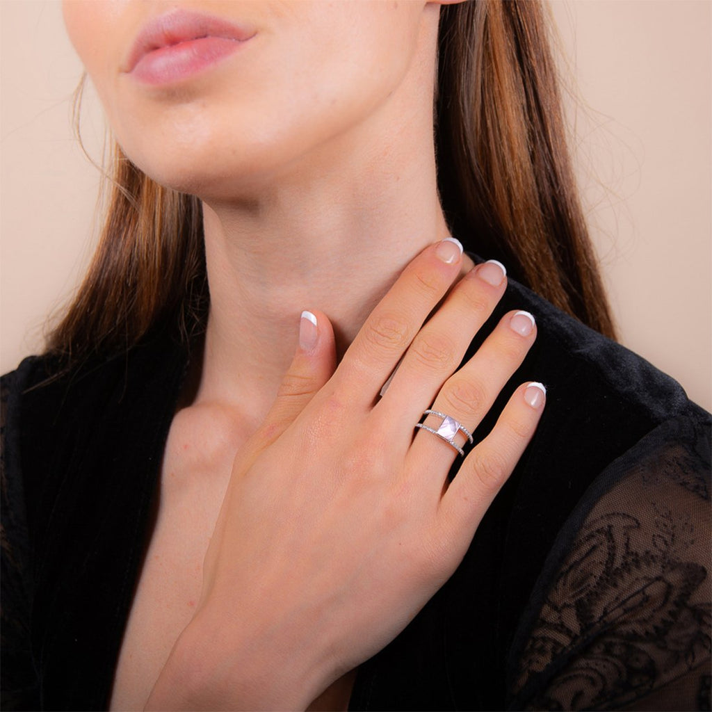 Sakura's Bridge Rose Quartz Ring - H.AZEEM London