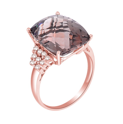 Smoky Quartz Rose Gold Ring - H.AZEEM London